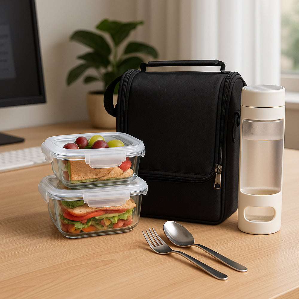 4152 Premium Borosilicate Glass Lunch Set with Bottle & Insulated Bag - corporate gift by YuBingo