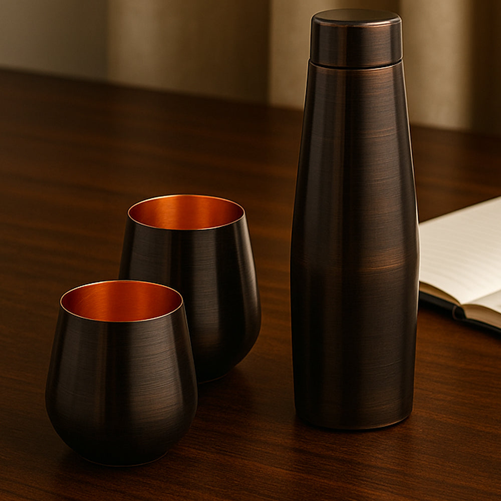 Copper Bottle &amp; Glass Set (Model GBI-4171) - corporate gift by YuBingo