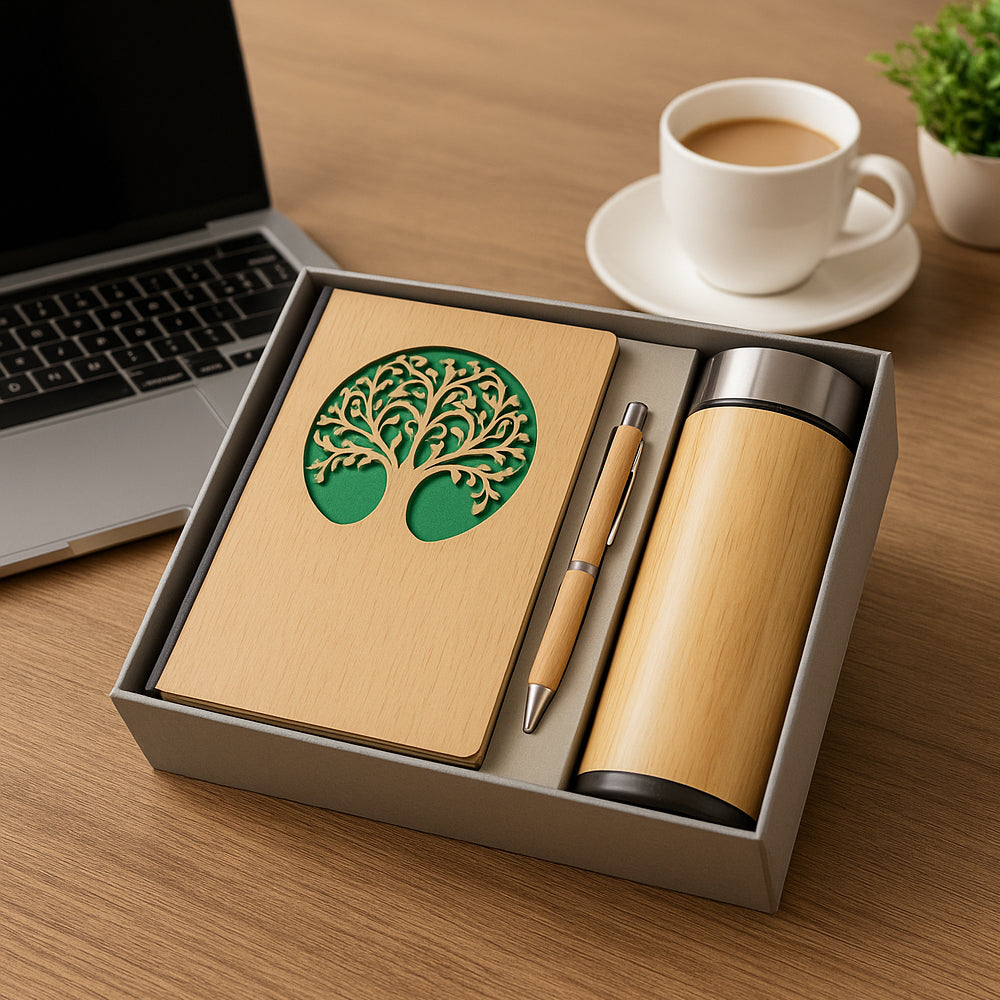 Eco Gift Set - Flask, Notebook & Pen (GBI-4385) - corporate gift by YuBingo