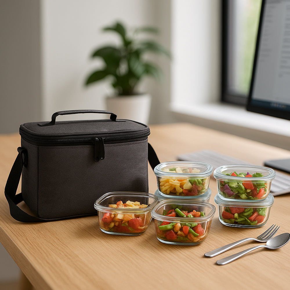 Premium Borosilicate Glass Lunch Box Set with Carry Bag - 4 Containers - corporate gift by YuBingo