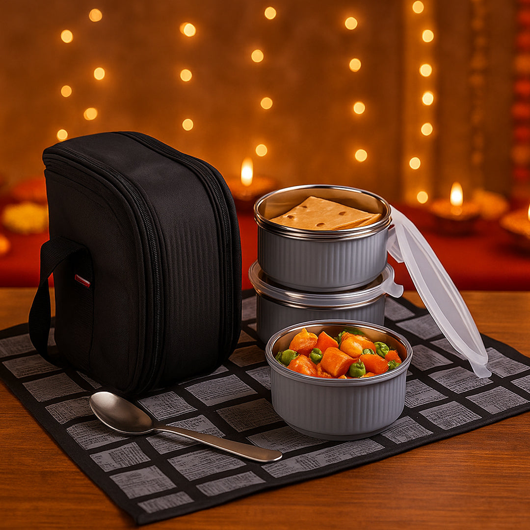 H250a - PIK-KIT Mini Lunch Box Combo with 3 Microwaveable Steel Containers - corporate gift by YuBingo