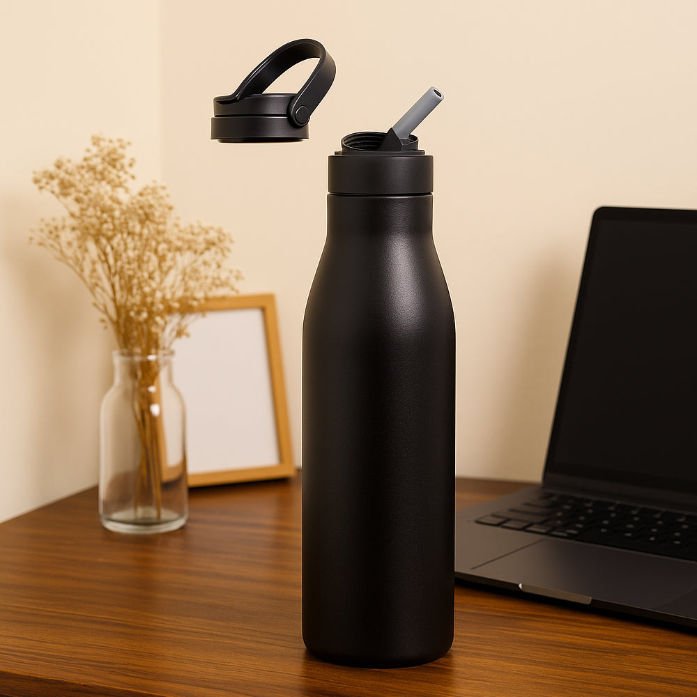 HeatVault Sip - 900 ml Vacuum Flask with Straw Lid - corporate gift by YuBingo