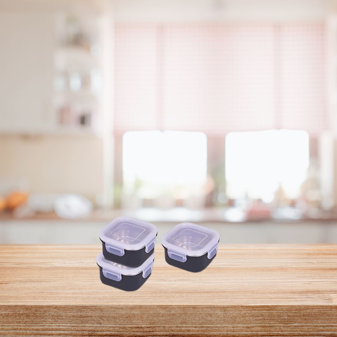 H342   Zippy Square Lunch Box with 3 Stainless Steel Containers - product image 3