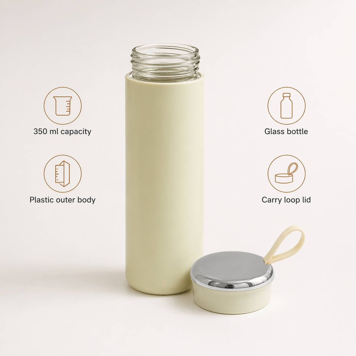 SafeSip Chrome: Glass bottle with outer plastic body and shiny chrome cap - Premium Corporate Gift | H346 - corporate gift by YuBingo