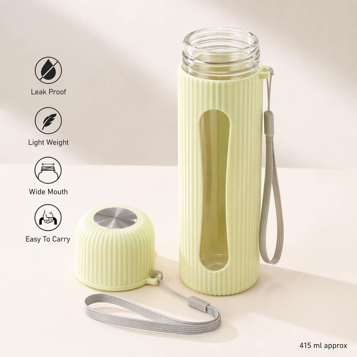 RippleView: Grooved Texture Glass Bottle with Clear Window & Metal Plate Cap - Premium Corporate Gift | H369 - corporate gift by YuBingo