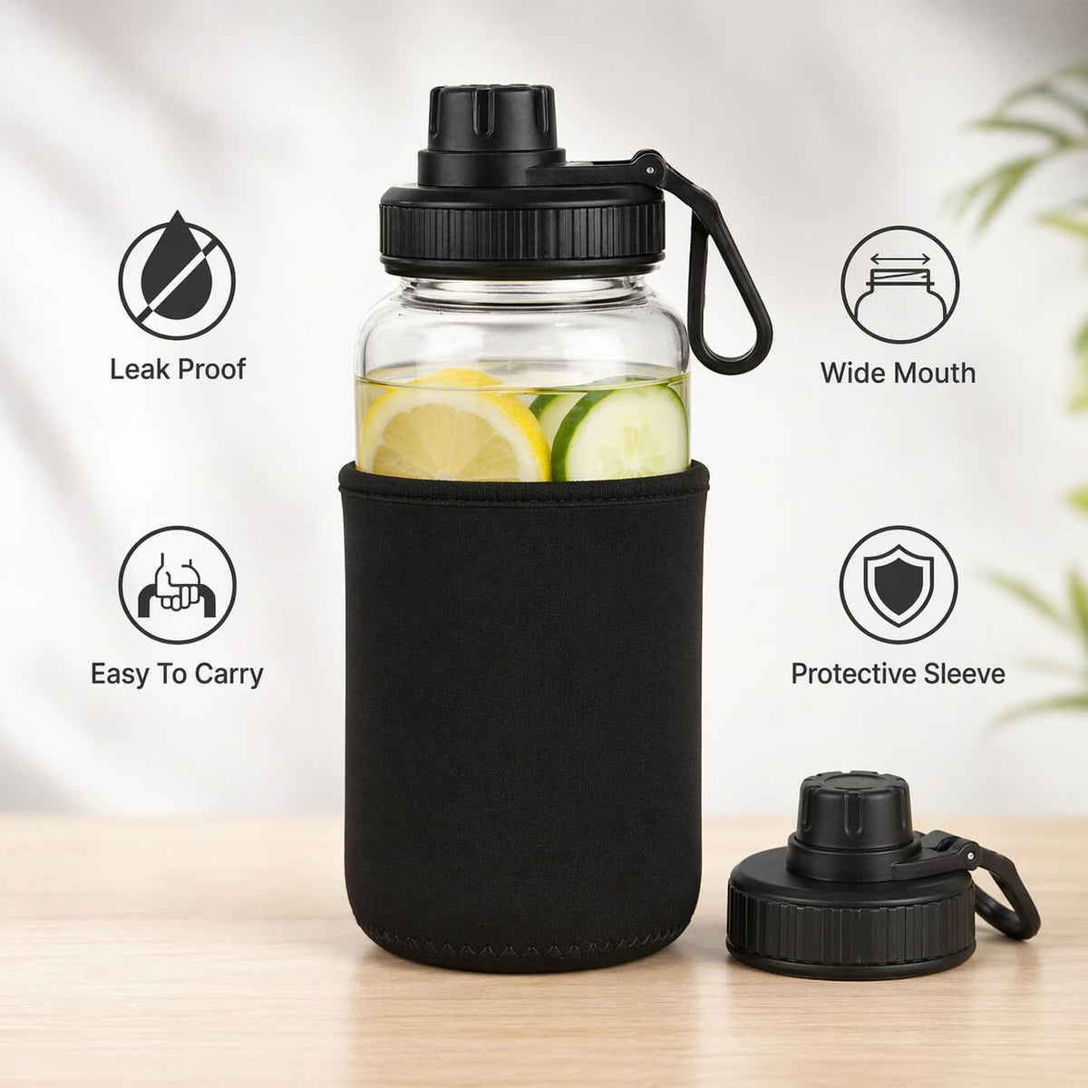 SportTank: Gallon style Glass Bottle with Carry Handle &amp; Protective Sleeve - Premium Corporate Gift | H381 - corporate gift by YuBingo