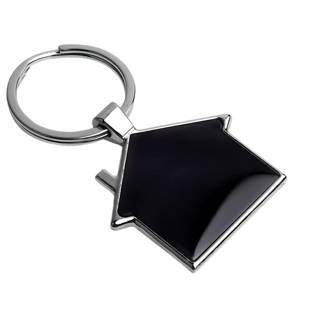 J126 - Hut Shape Metal Keychain in Black Finish (Double Side Laser) - corporate gift by YuBingo