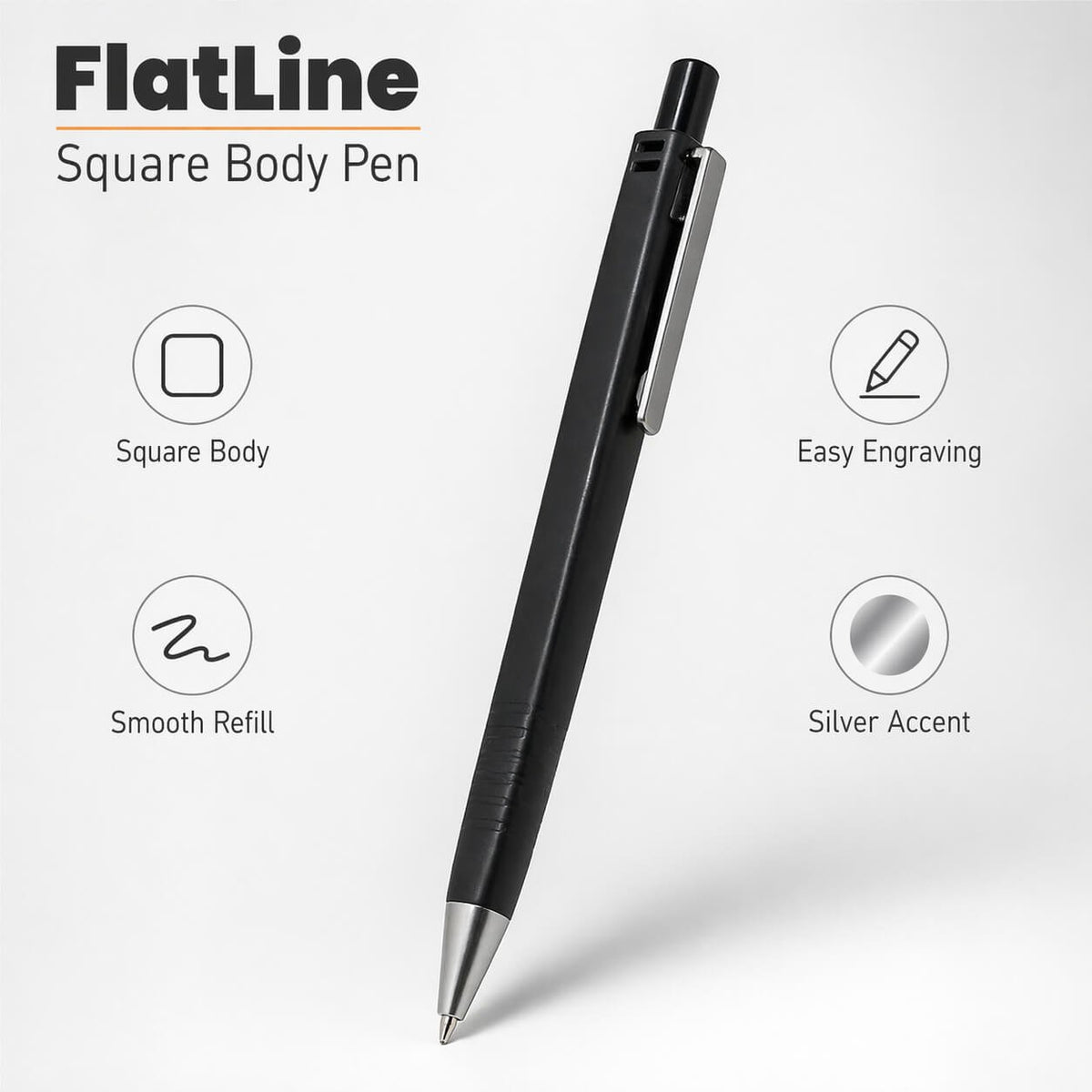FlatLine: Square body pen with super smooth refill - Premium Corporate Gift | L191 - corporate gift by YuBingo
