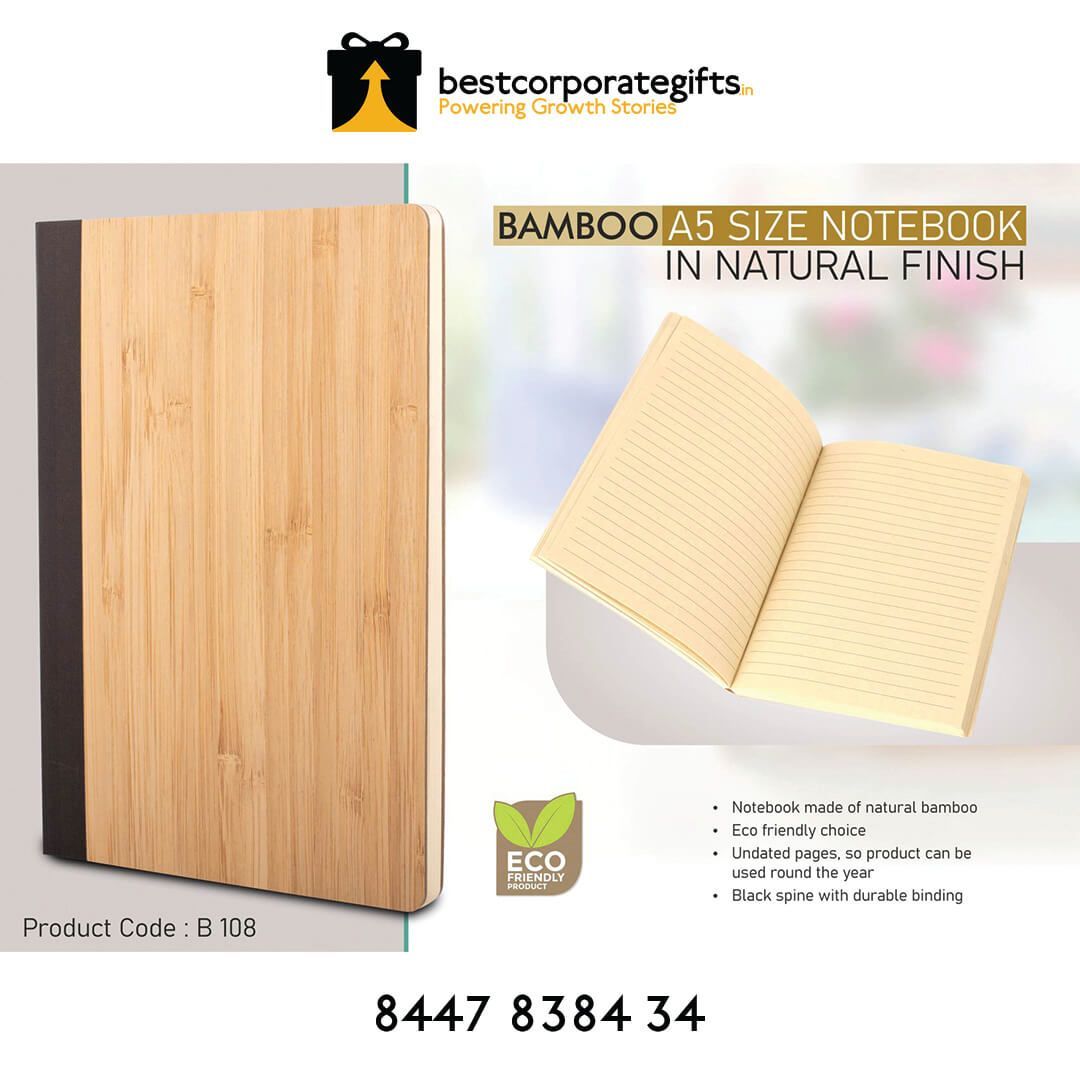 Keep your thoughts organized and Eco-Friendly with this bamboo notebook - corporate gift by YuBingo