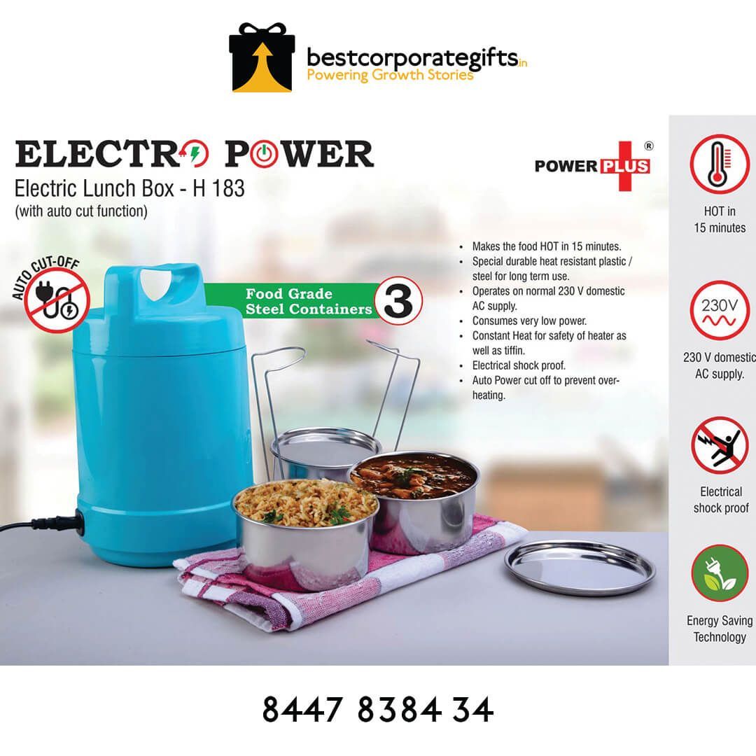 Electro Steel 3 Containers Electric Lunch Box with Auto-Cut Function - corporate gift by YuBingo