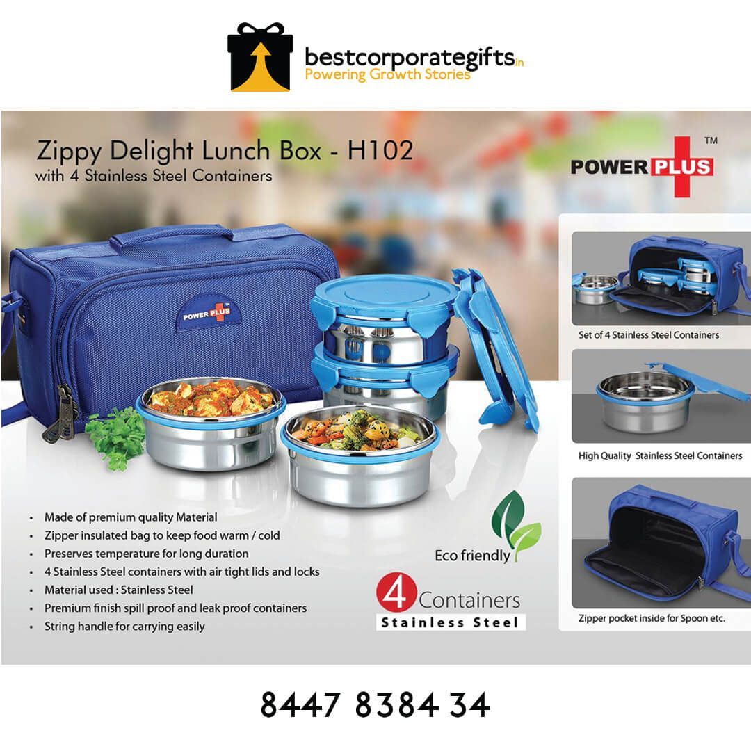 Zippy Delight 4 Containers Steel Lunch Box - corporate gift by YuBingo