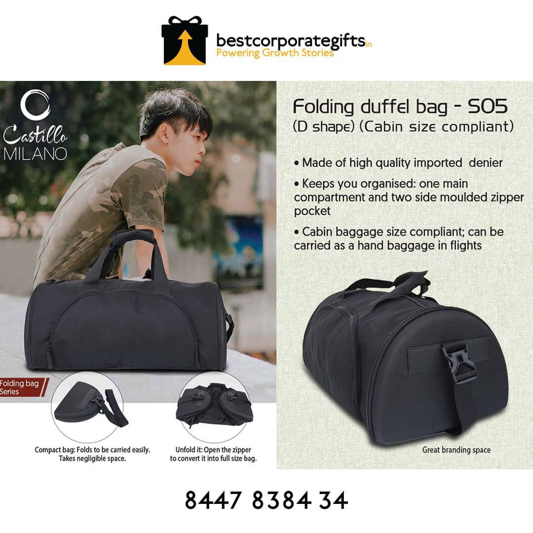 Folding Duffel Bag (D Shape) (Cabin Size Compliant) By Castillo Milano - corporate gift by YuBingo