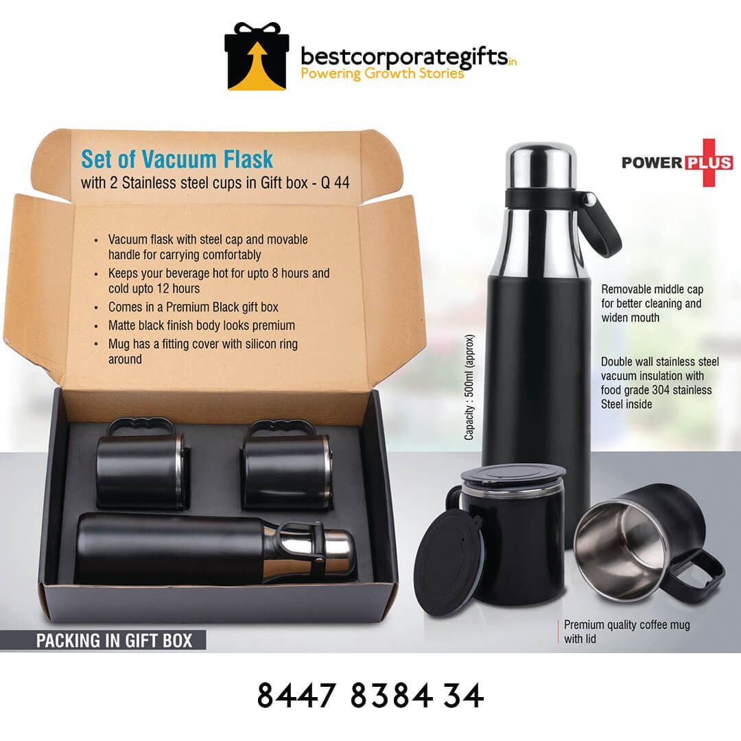 Set Of Vacuum Flask With 2 Stainless Steel Cups In Gift Box - corporate gift by YuBingo