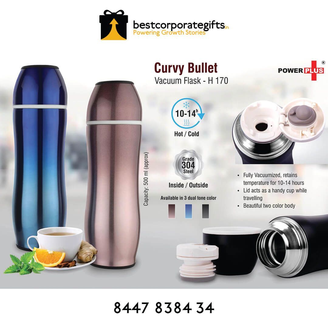 Curvy Bullet Vacuum Flask (500 Ml Approx) - corporate gift by YuBingo