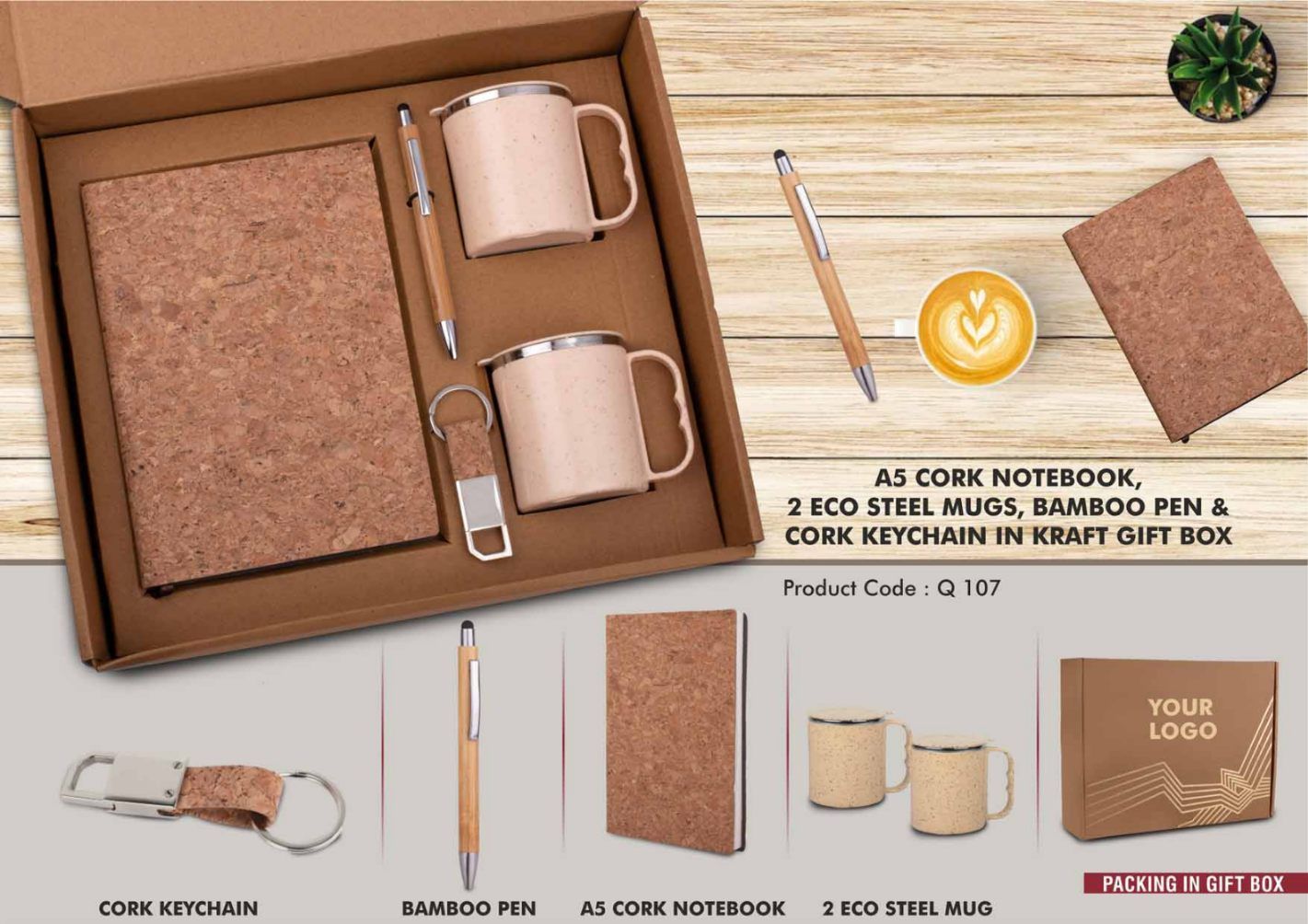 EcoSet 1 - Premium Eco-Friendly Gift Set With Notebook, Mugs, Pen & Keychain - product image 5