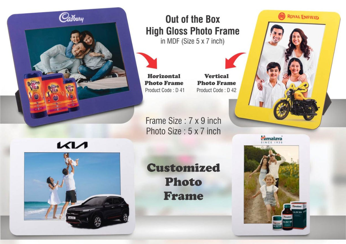 Out Of The Box High Gloss Photo Frame In MDF - Customizable Frame & Insert - 5x7 Inch - Horizontal - corporate gift by YuBingo