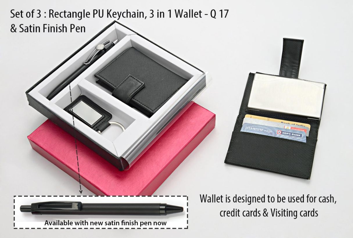 4 In 1 Dual Tone Gift Set: Rectangle Keychain, SS Colored Bottle, Metal Pen, A5 PU Notebook - corporate gift by YuBingo