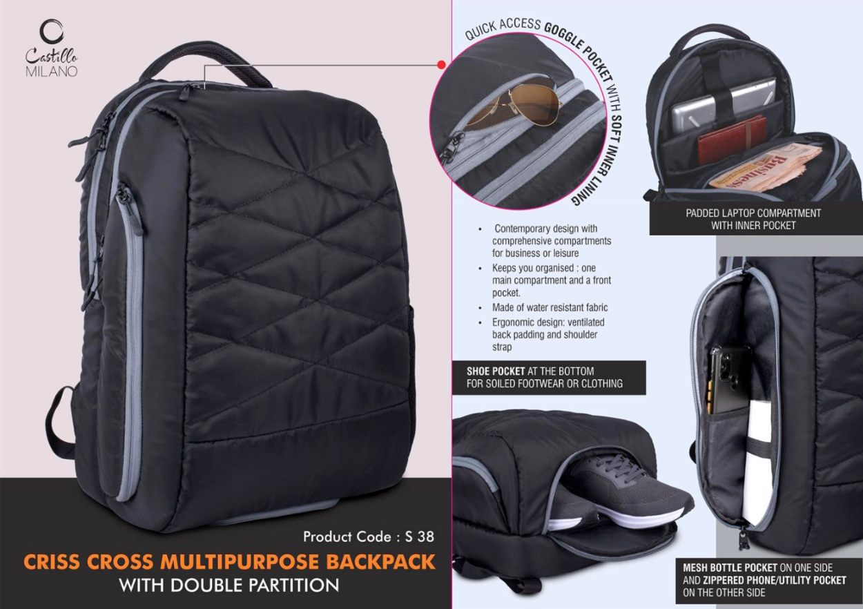 Criss Cross Multipurpose Backpack With Double Partition - corporate gift by YuBingo