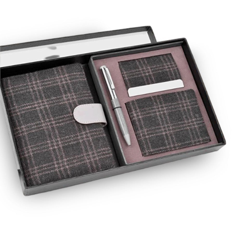Tweed Gray 4-in-1 Gift Set | Passport Holder, Wallet, Card Holder & Pen - corporate gift by YuBingo