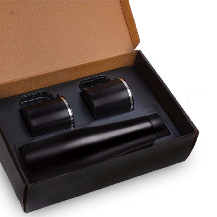 Vacuum Flask Gift Set With 2 Stainless Steel Cups In Gift Box - corporate gift by YuBingo