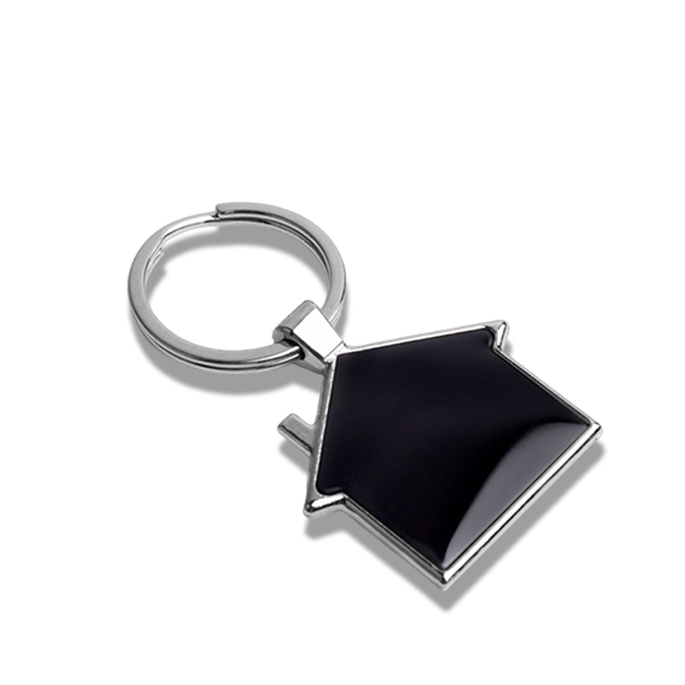Hut Shape Metal Keychain In Black Finish (Double Side Laser) - corporate gift by YuBingo