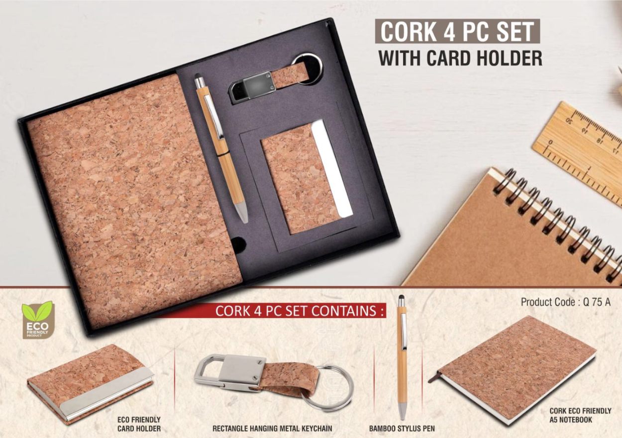 Cork 4 Pc Gift Set (Brown) - corporate gift by YuBingo