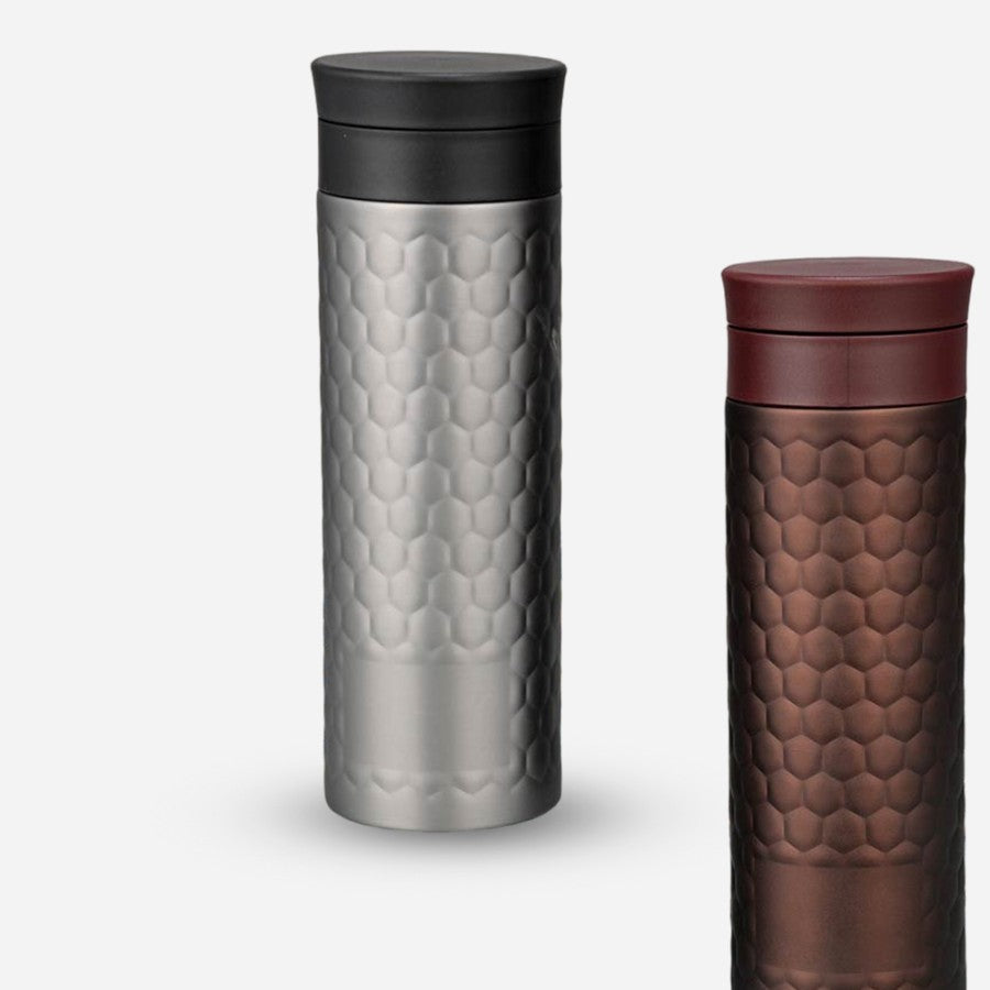 Vacuumized Tea/Fruit Infuser SS Sipper in Honeycomb Design (550ml) - corporate gift by YuBingo