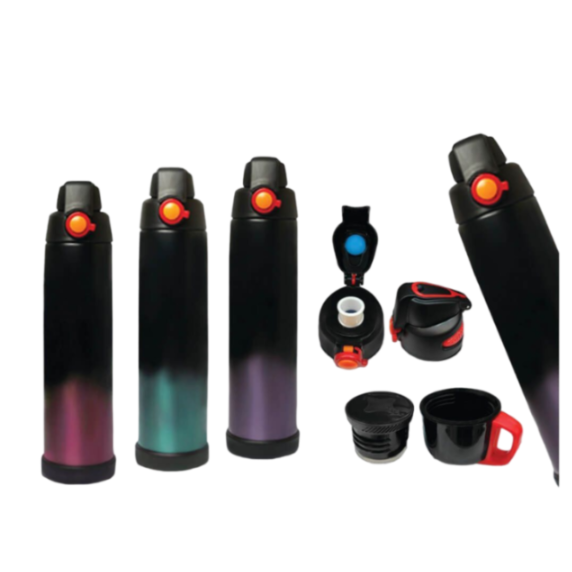 Dual Tone Double Cap Vacuum Flask / Sipper Bottle | Double Cap Set Included - corporate gift by YuBingo