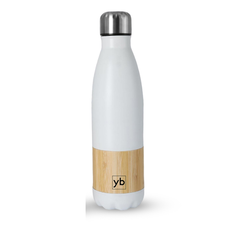 Bamboo Cola Vacuum Flask | 500ml | 304 Grade Steel & Bamboo | Double Wall Insulated | Leakproof Lid | - corporate gift by YuBingo