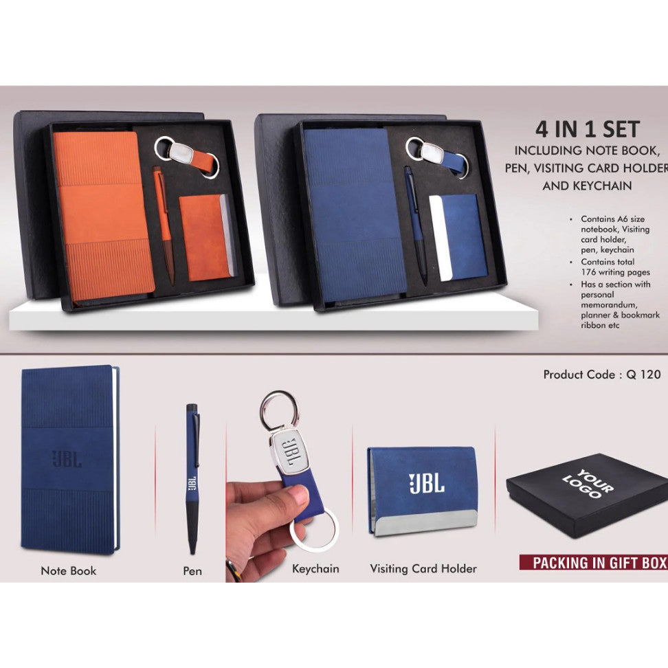 Premium 4 pc Notebook Gift Set with Pen, Keychain & Card Holder - product image 3