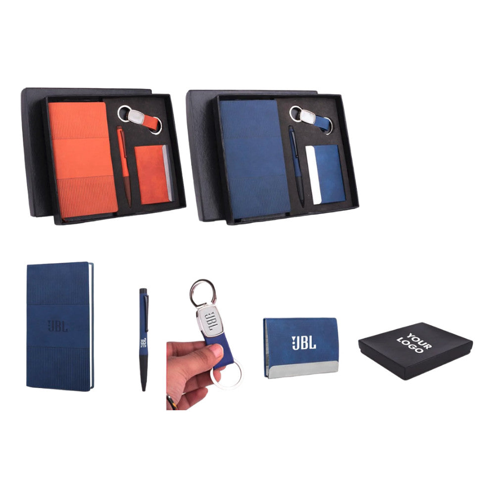 Premium 4 pc Notebook Gift Set with Pen, Keychain &amp; Card Holder - corporate gift by YuBingo