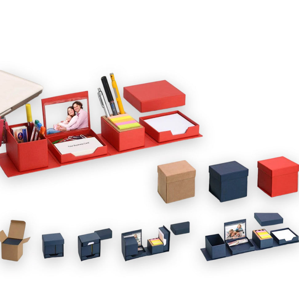 Transformer Expandable Cube: Complete Desk Set (Red/Blue) - corporate gift by YuBingo