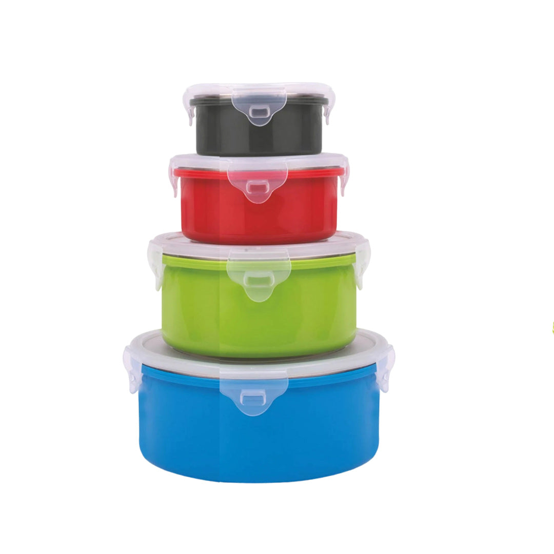 4 pc Microwaveable Stainless Steel Bowl Set | Colorful Outer Body | Capacity: 200ml, 400ml, 900ml, 1600ml - corporate gift by YuBingo