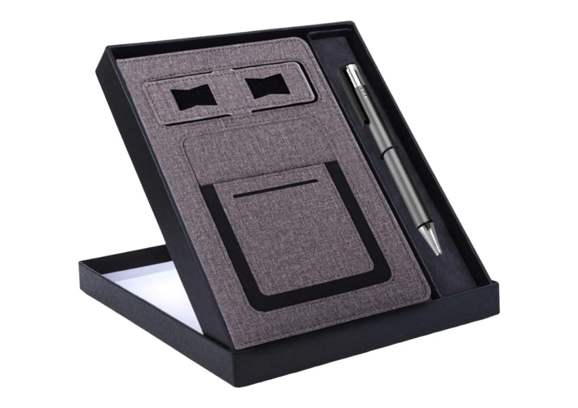 Gray Notebook Gift Set: Multifunction Notebook With Classy Metal Pen - corporate gift by YuBingo