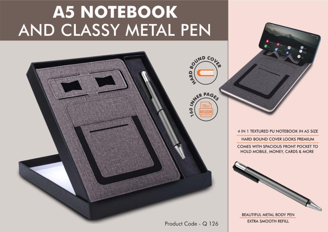 Gray Notebook Gift Set: Multifunction Notebook With Classy Metal Pen - product image 5