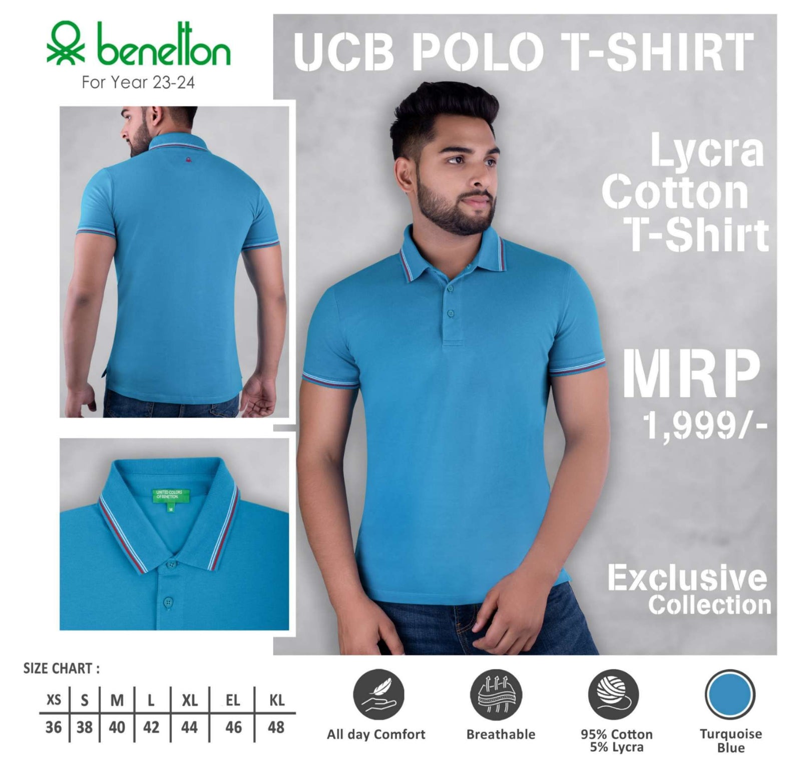 United Colors of Benetton Lycra Cotton Polo T-Shirt - Custom Corporate Gift - corporate gift by YuBingo