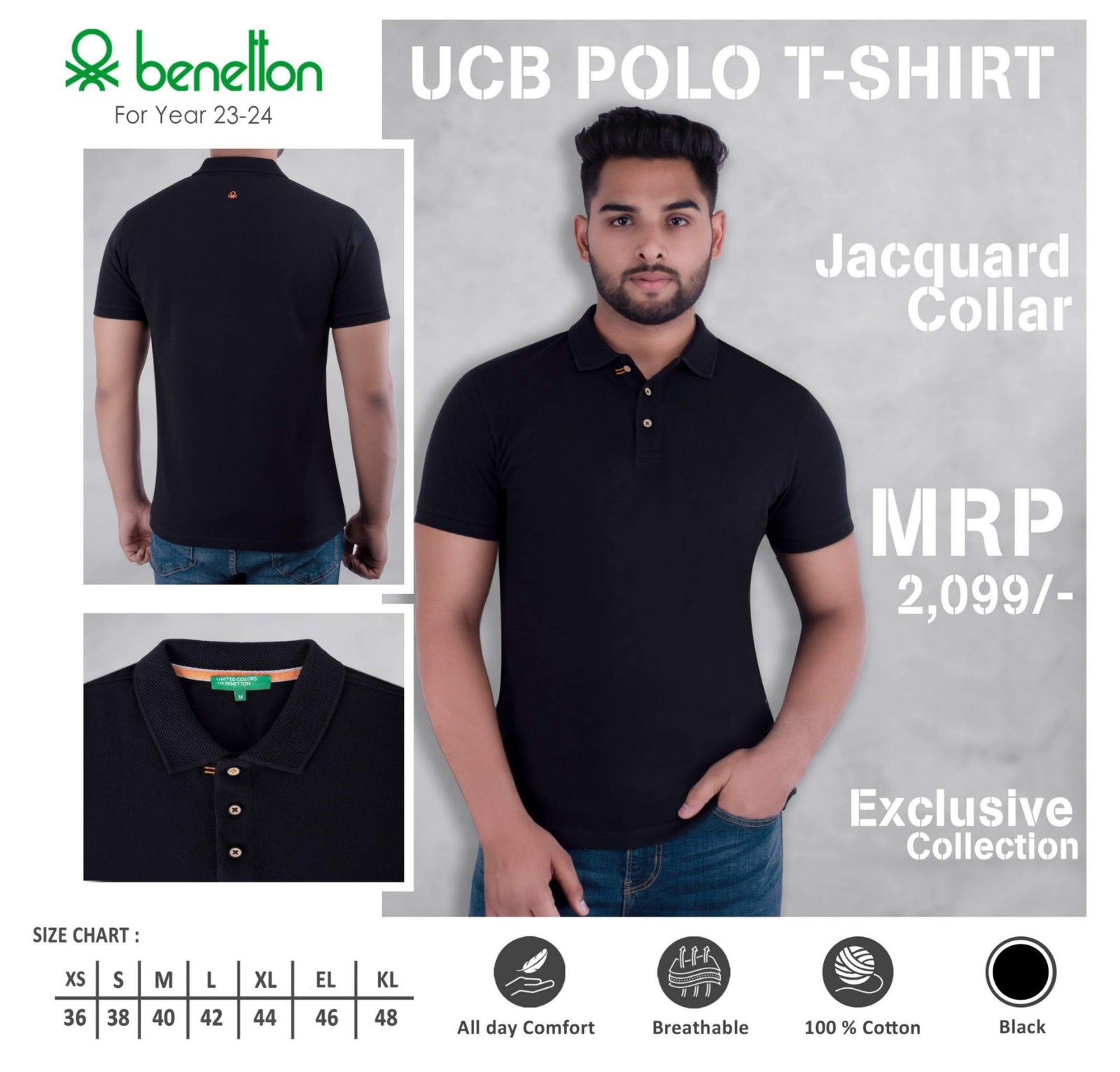 United Colors of Benetton Cotton Jacquard Polo T-Shirt - Custom Corporate Gift - corporate gift by YuBingo
