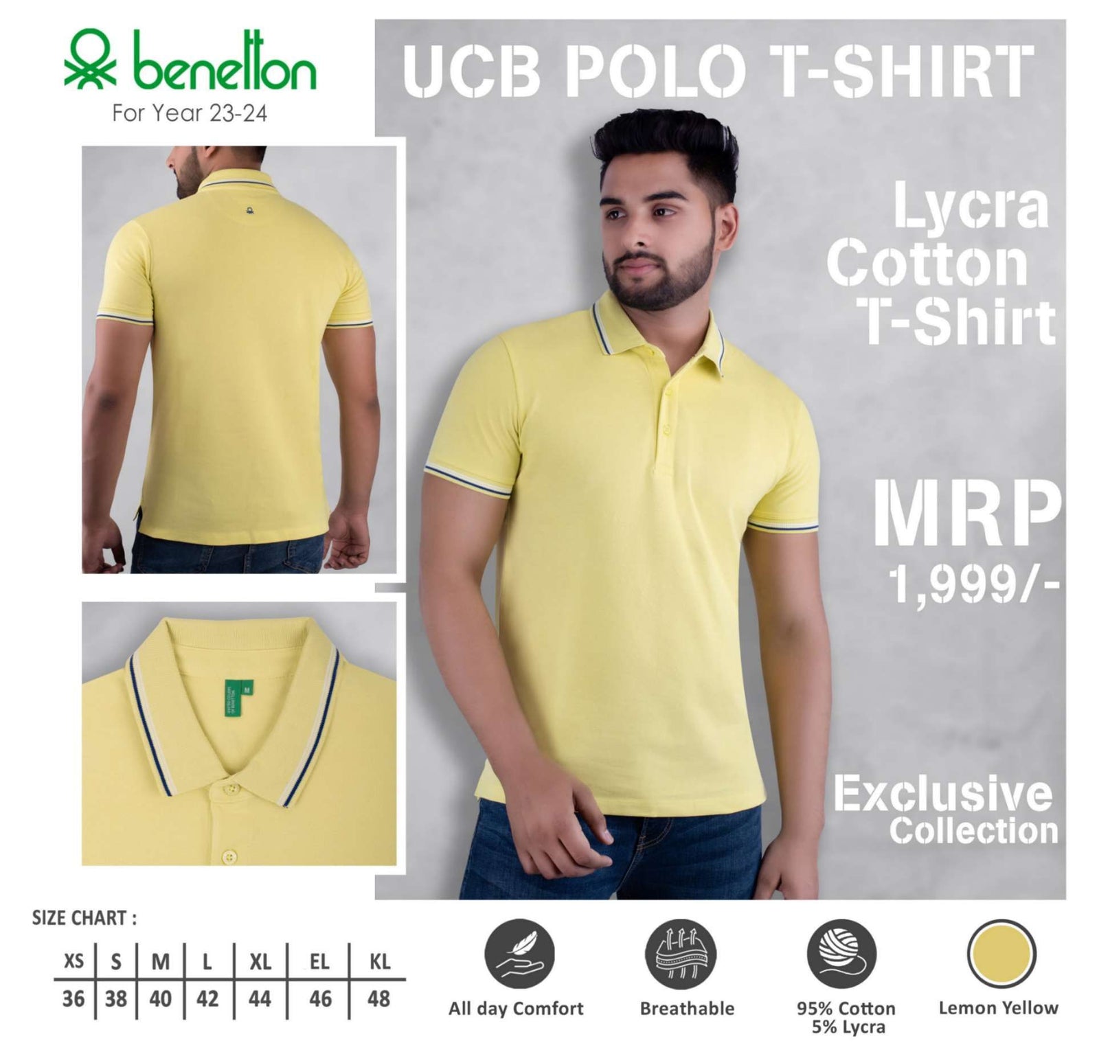 United Colors of Benetton Lycra Cotton Polo T-Shirt - Custom Corporate Gift - corporate gift by YuBingo