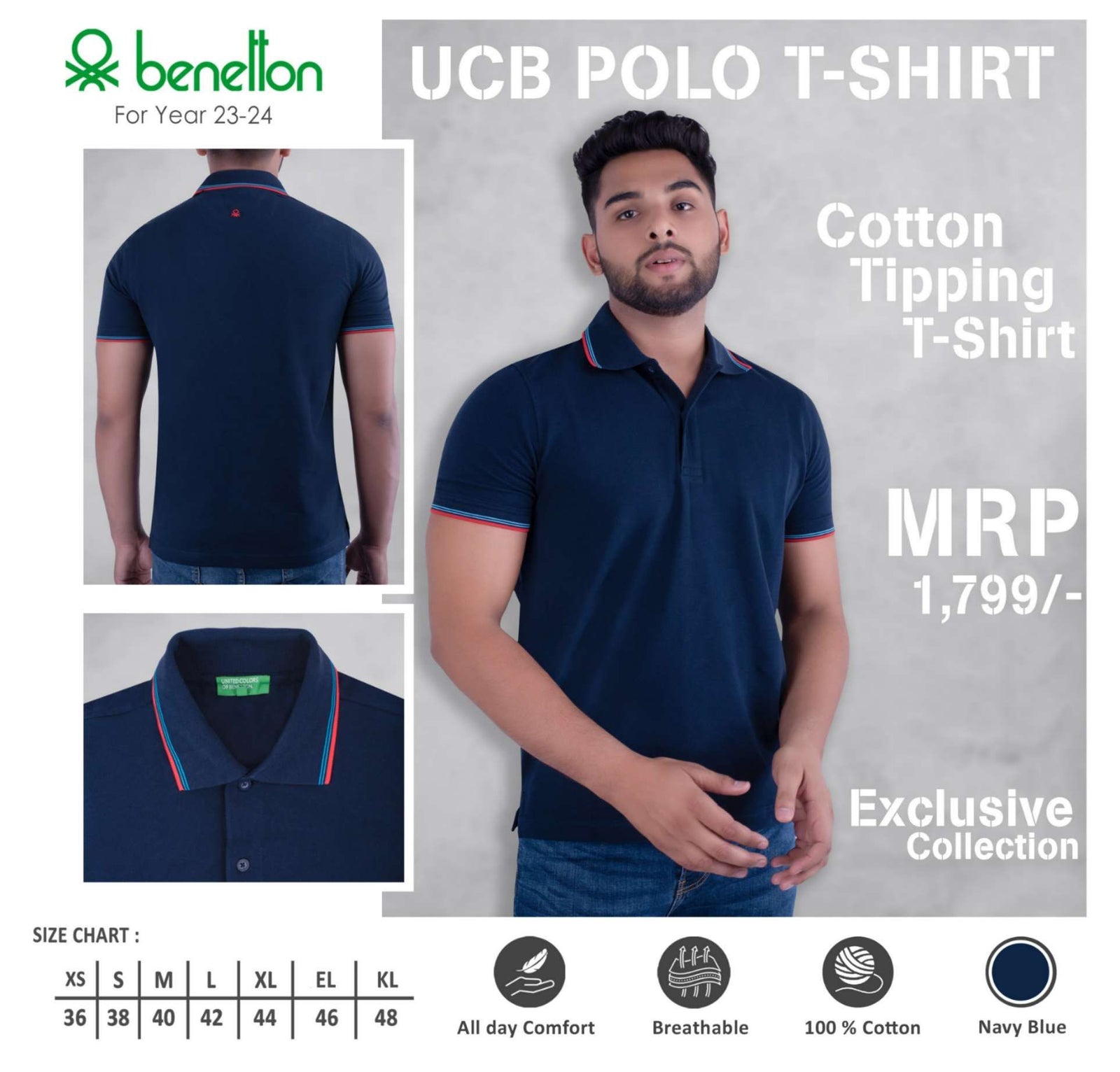 United Colors of Benetton Cotton Tipping Polo T-Shirt - Custom Corporate Gift - corporate gift by YuBingo