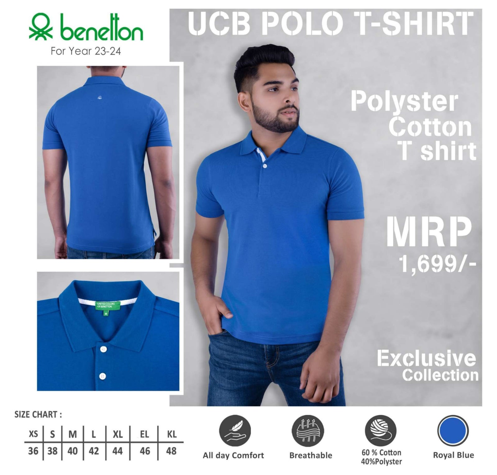 United Colors of Benetton Polyester Cotton Polo T-Shirt - Custom Corporate Gift - product image 4