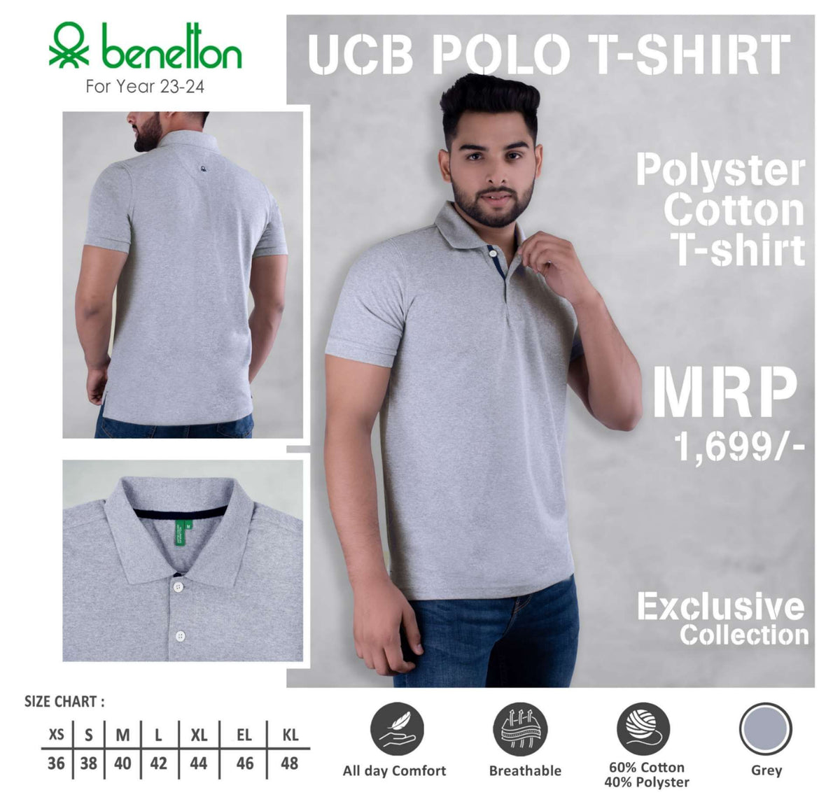 United Colors of Benetton Polyester Cotton Polo T-Shirt - Custom Corporate Gift - product image 2