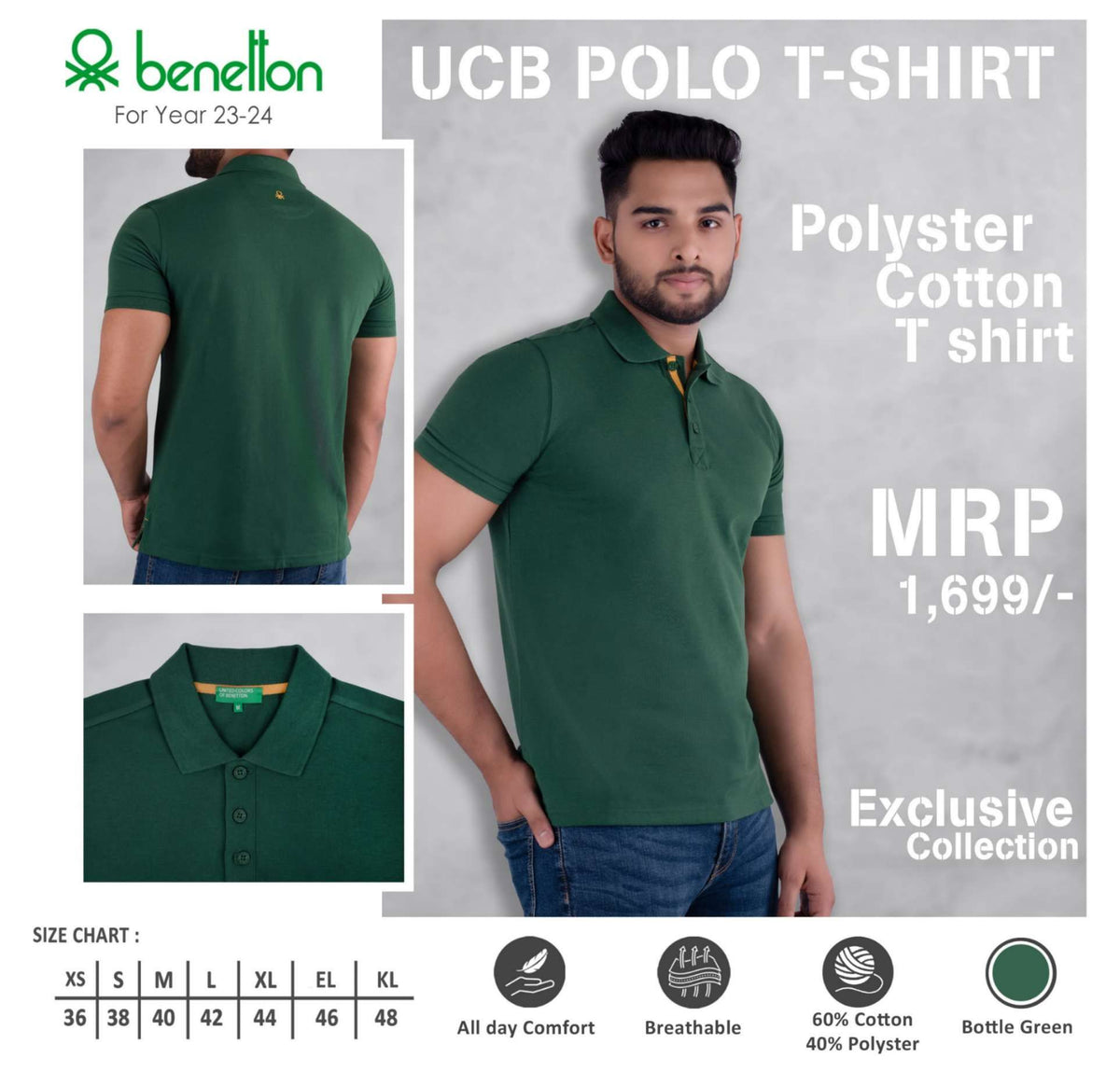 United Colors of Benetton Polyester Cotton Polo T-Shirt - Custom Corporate Gift - product image 6