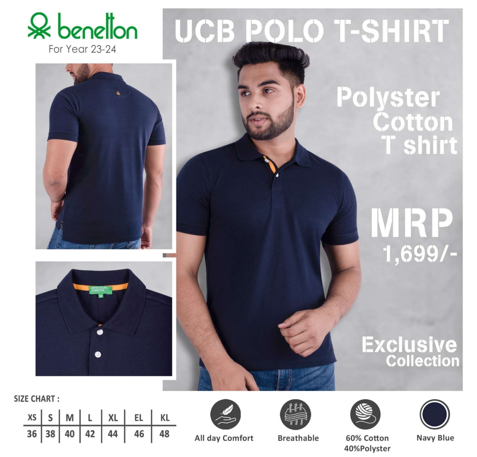 United Colors of Benetton Polyester Cotton Polo T-Shirt - Custom Corporate Gift - product image 3