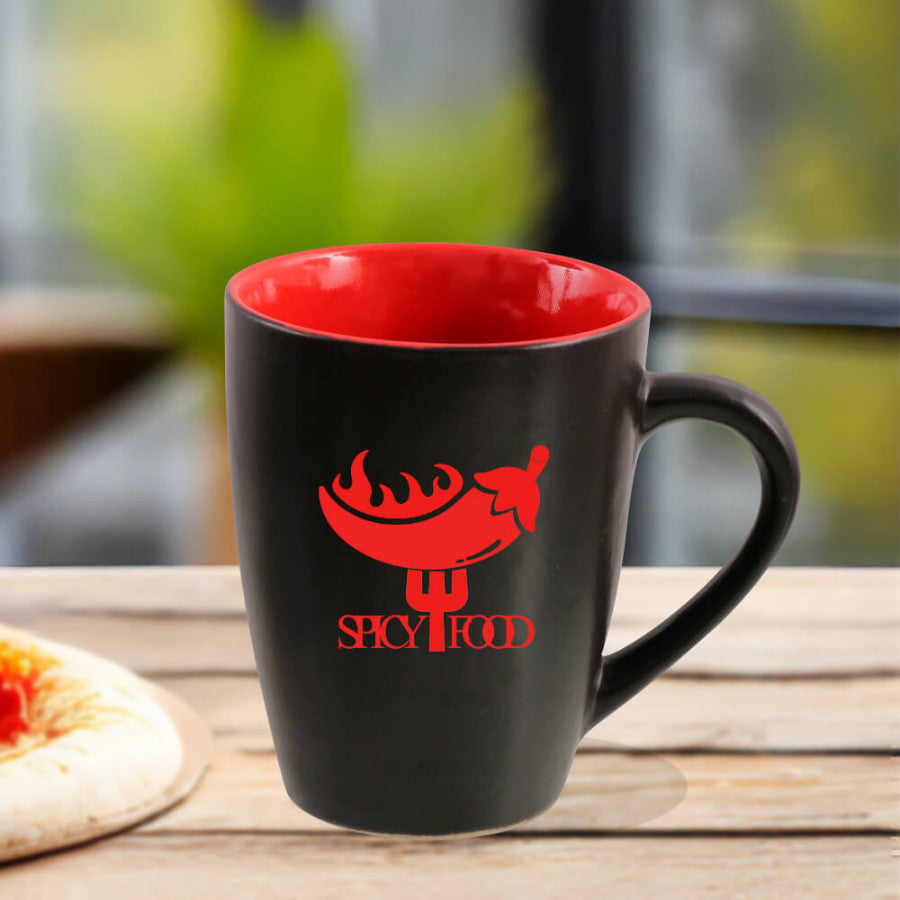 Black Conical Ceramic Matt Logo Mug 310ml - Custom Corporate Gift - corporate gift by YuBingo