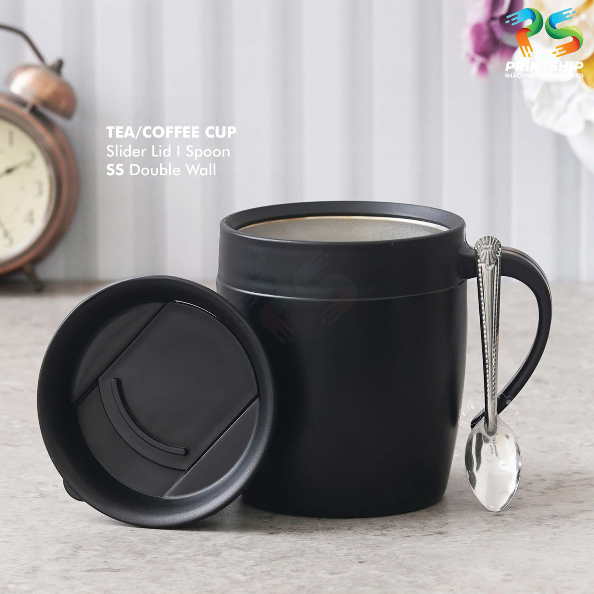 Black Stainless Steel Mug 350ML - corporate gift by YuBingo