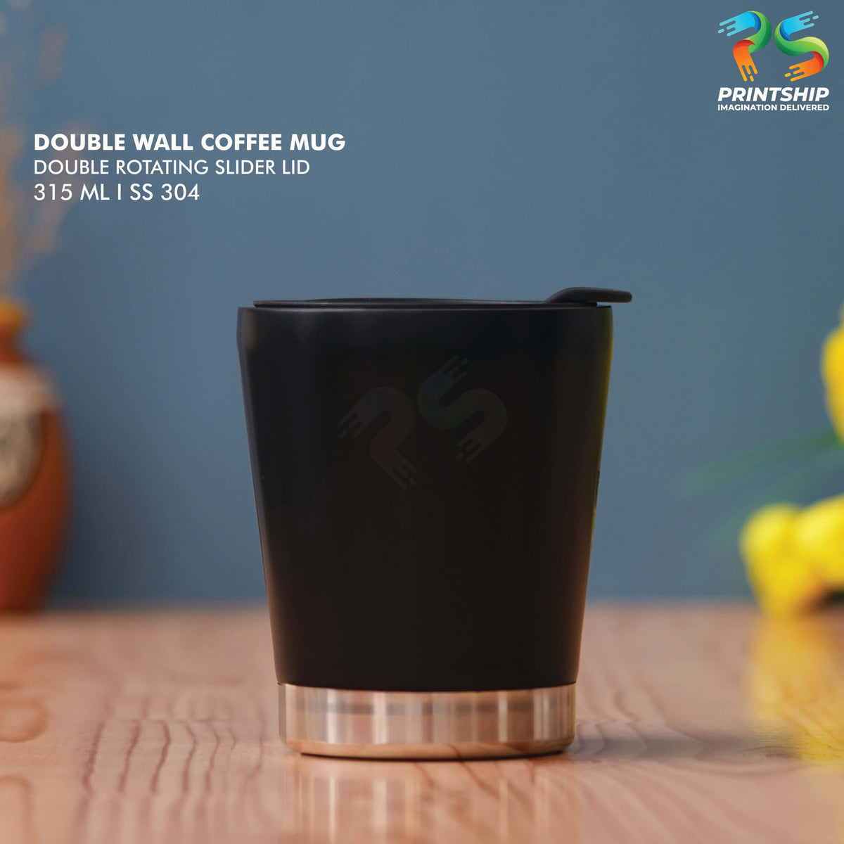 Black Stainless Steel Mug - 315 ML - corporate gift by YuBingo