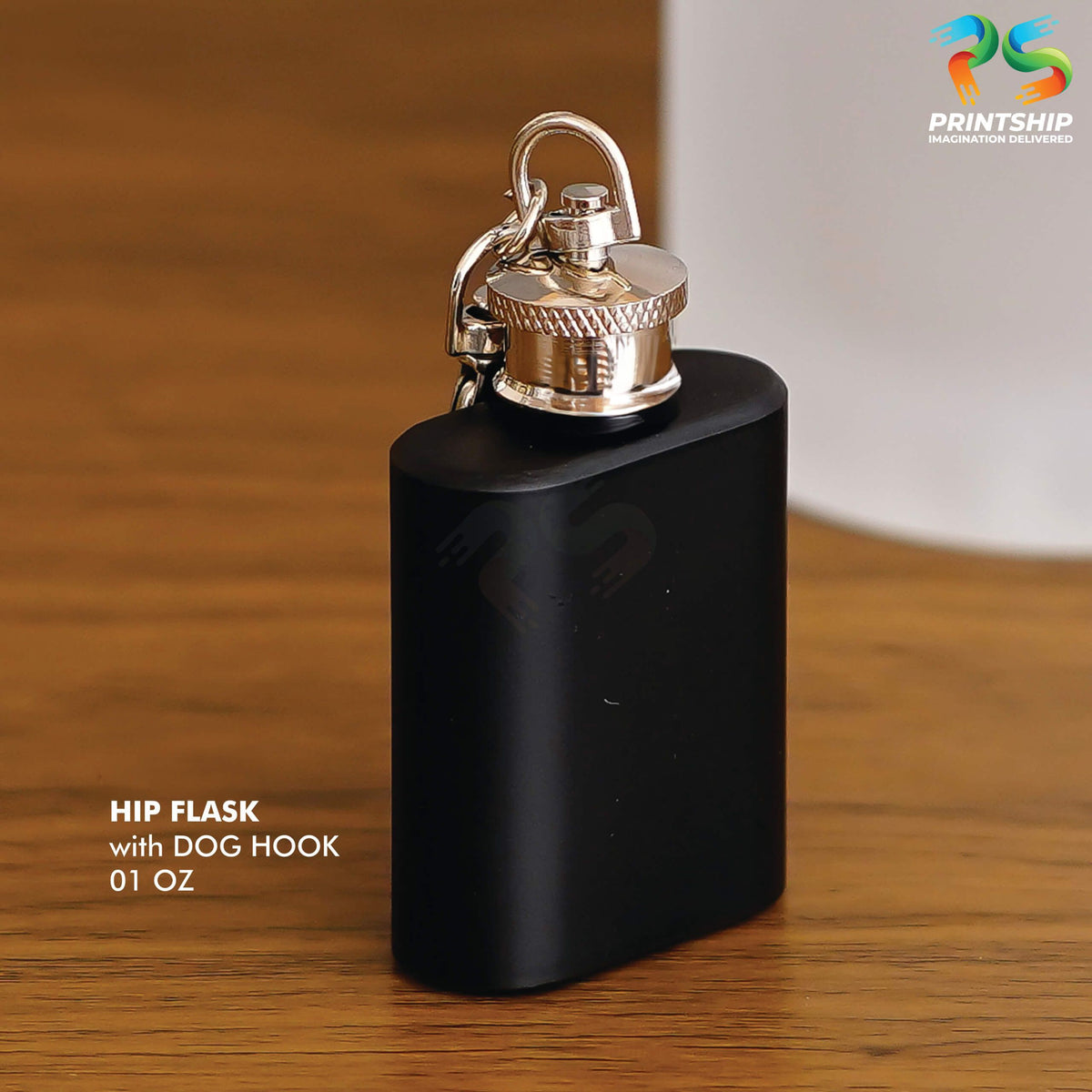 Black Hip Flask With Dog Hook - corporate gift by YuBingo