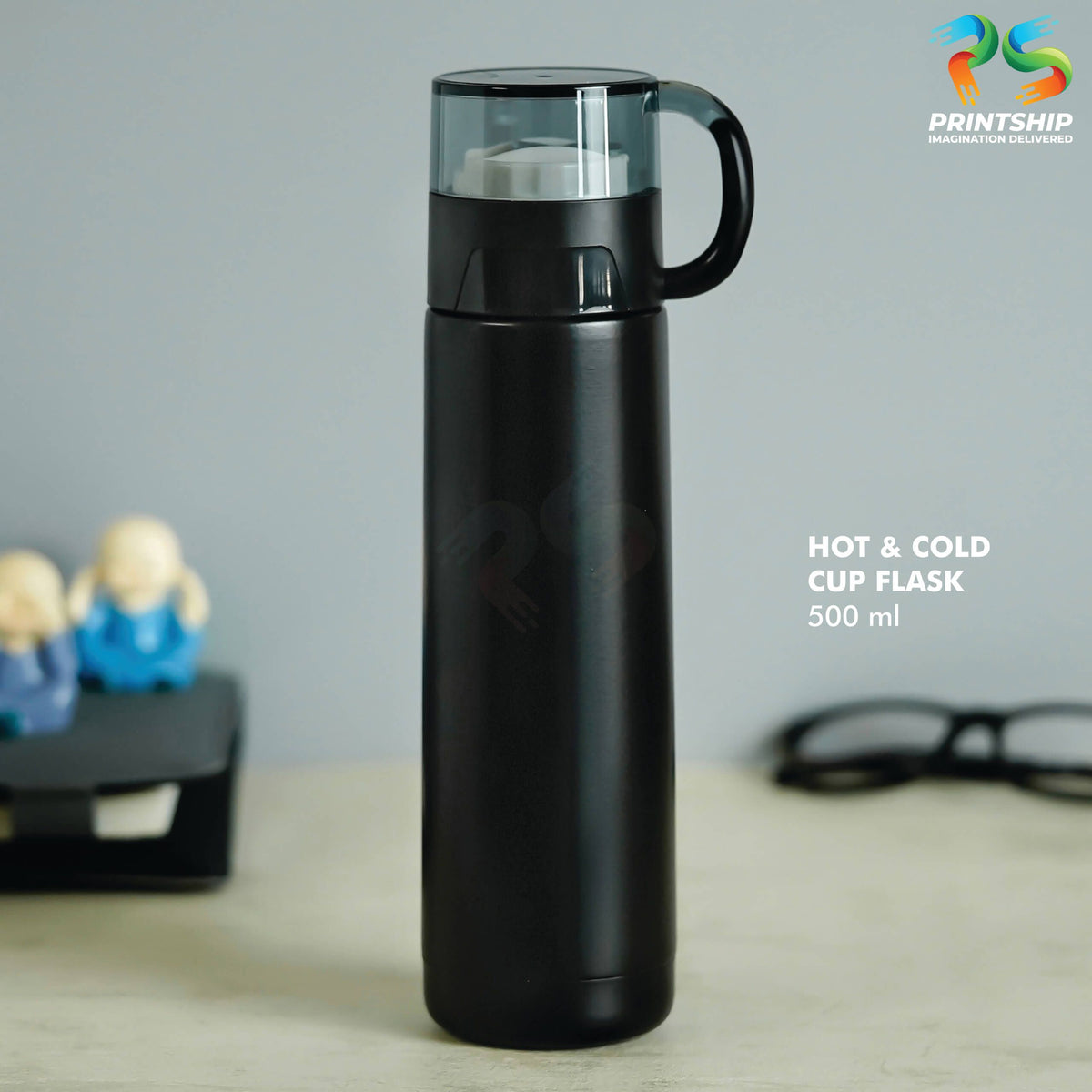 Black Stainless Steel 500ML Hot &amp; Cold Cup Flask - corporate gift by YuBingo