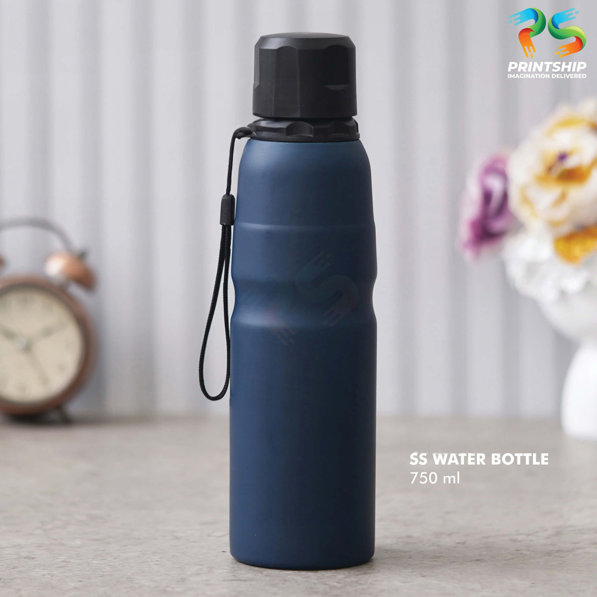 Classic Blue Stainless Steel Bottle - 750 ML - corporate gift by YuBingo