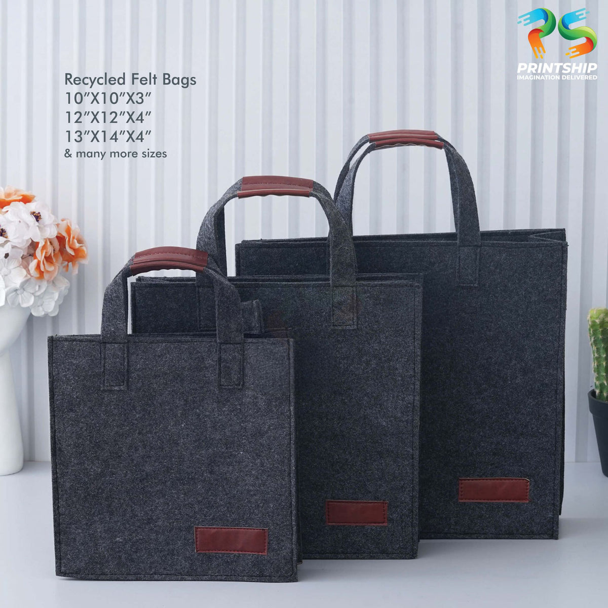 Black Recycled Felt Hand Bag (Small) - product image 6